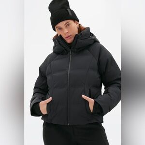 Halfdays Womens Georgie Black Hooded Heavy Winter Puffer Jacket Coat
